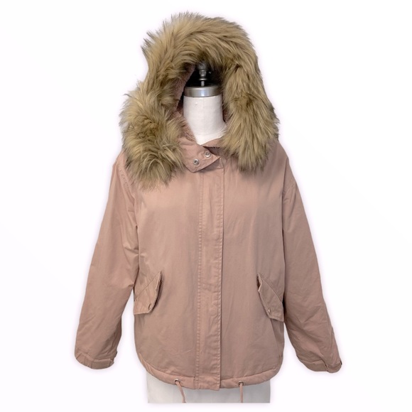 Love Tree Jackets & Blazers - LOVE TREE Blush Pink Faux Fur Hooded Coat